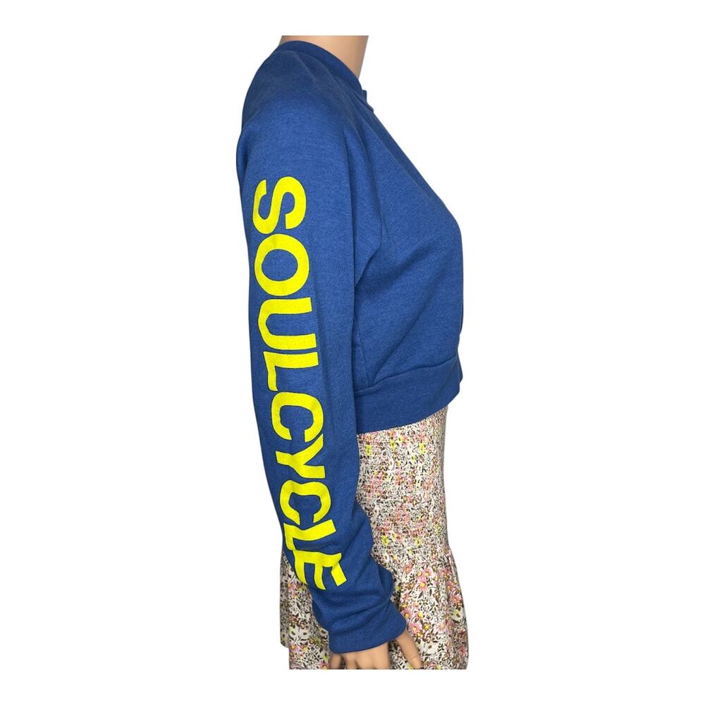 Aviator Nation x SoulCycle cropped crew sweatshirt Medium Blue smiley graphic - Picture 6 of 14